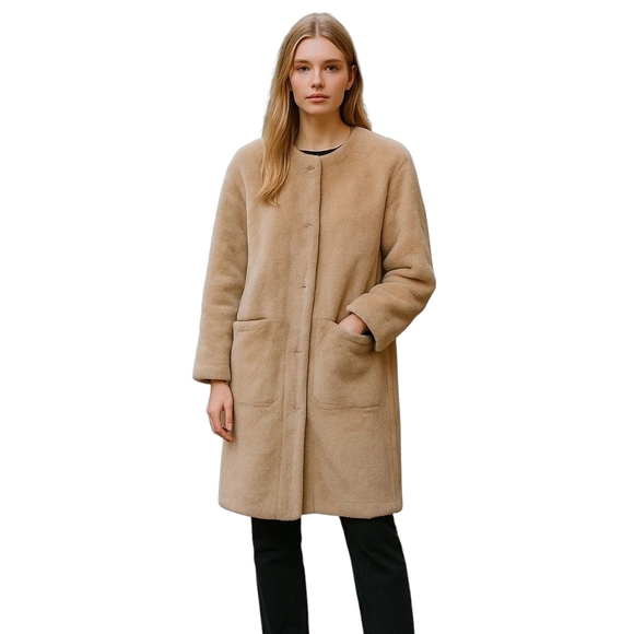 Ugg Remy Reversible Sherling Mushroom Coat 100% Sheepskin Medium NWT - Picture 1 of 6